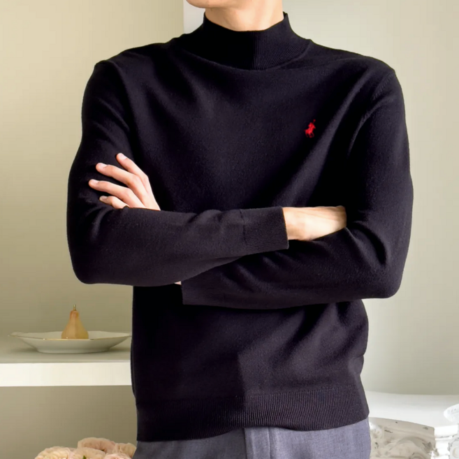 [P&L] 클래식 남성 울혼방 반목 니트 도톰한 터틀넥 울 니트 남자 겨울 하프넥 스웨터 양모 함유
