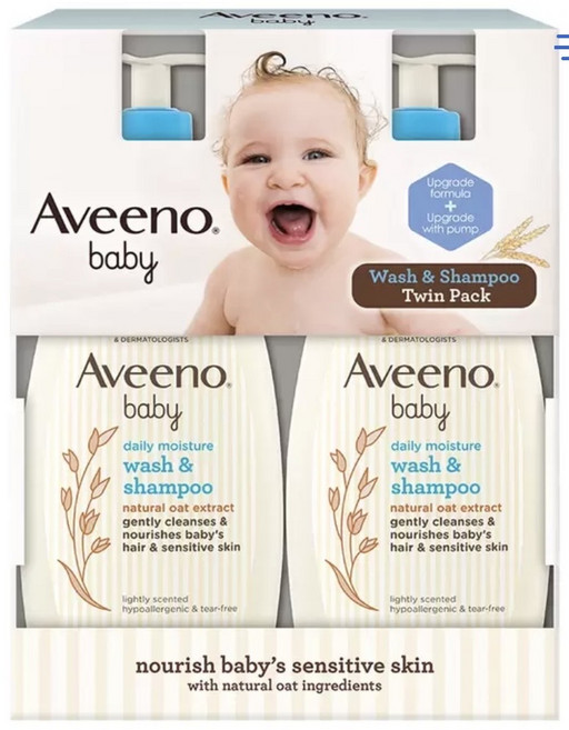 Aveeno Baby 嬰兒燕麥洗髮沐浴露, 2個, 532ml