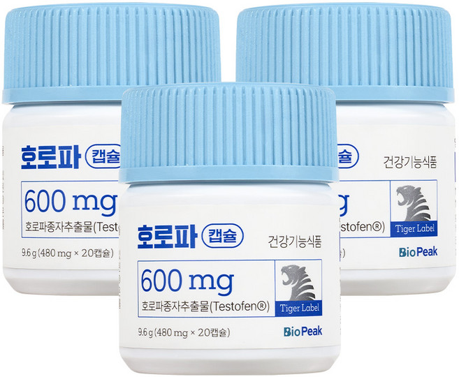 바이오피크 호로파 캡슐 남성 활력 갱년기 영양제, 3박스, 20정