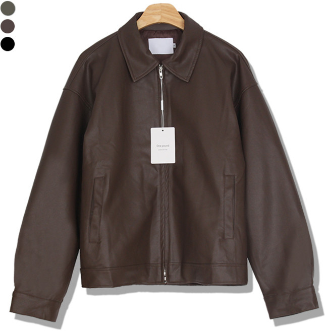 오마보이 남성용 비건 레더 스텐카라 오버자켓