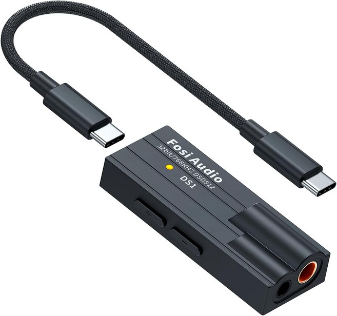 Fosi 오디오 DS1 USB C DAC 헤드폰 앰프 DSD512 ES9038Q2M 하이파이 미니 어댑터는 스마트폰노트북PC음악 플레이어와 호환되는 4.4MM 및 3.5MM 듀얼