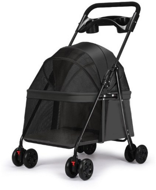 리틀보이 저상 강아지 유모차 퀵폴딩, 1개, 블랙