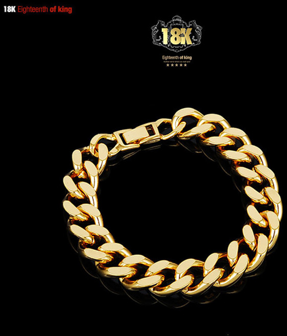 18king 타이탄 체인 18K 도금 남자 팔찌