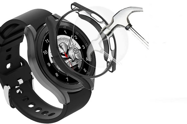 COCOGOGO 갤럭시 워치4 클래식 42mm 46mm 커버+액정 강화유리, 블랙커버+강화유리, 1개