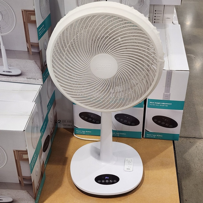 블랙앤데커 선풍기 5엽 35cm AC선풍기 바람 4단계 모드 3가지 터치식 리모콘 좌우자동회전, 블랙앤데커 리모컨 서큘레이터 AC 선풍기, BXEF1250-A 화이트, 1개