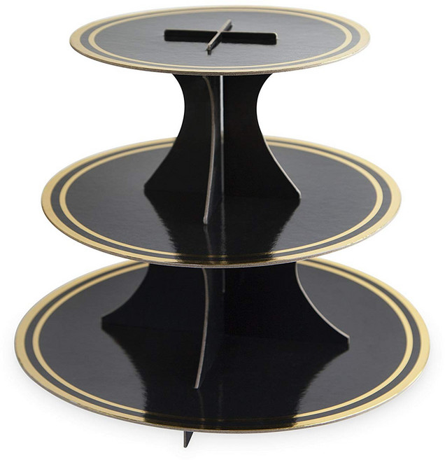 케이크워크 Cakewalk 페이퍼 케이크 스탠드, Black+Gold, 1개
