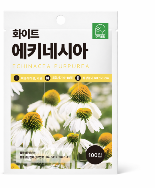 주주씨앗 흰색 에키네시아 씨앗 100립 노지월동 다년생 야생화 꽃씨 씨앗몰, 1개