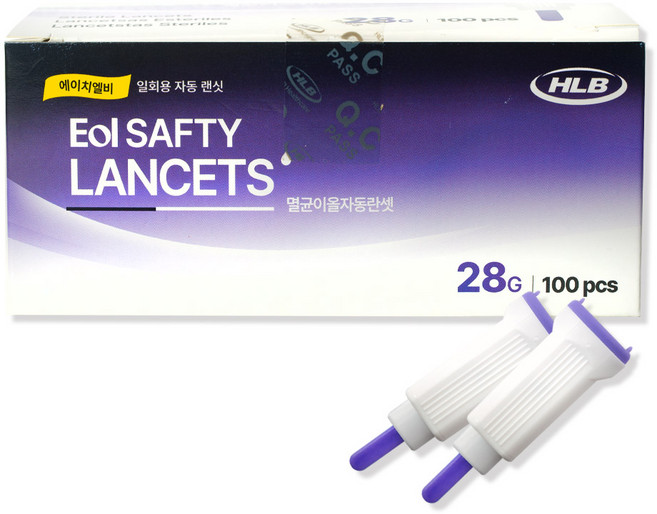 HLB 일회용 자동 랜싯 멸균 이올 자동 란셋 30G 1박스 100개