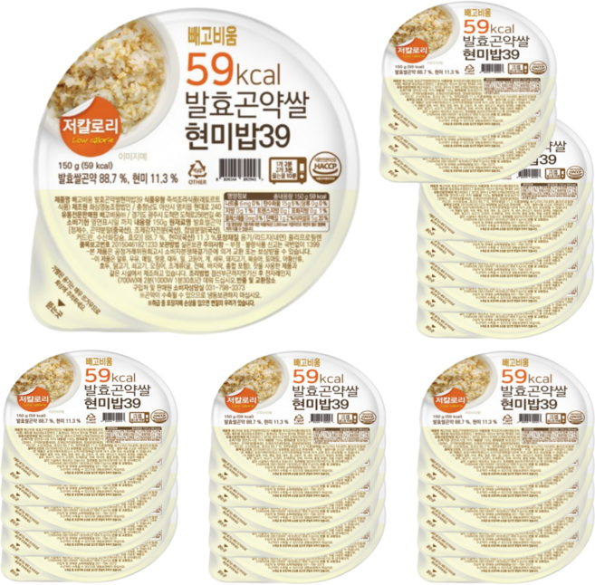 빼고비움 최저 칼로리 100g당 39kcal 발효곤약쌀현미밥39, 150g, 24개