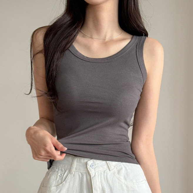 블루씨티 제작 부유방커버 솝트 골지 레이어드 쫀쫀 부드러운 민소매 나시