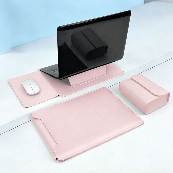 우이지아 거치대 겸용 노트북파우치, 1개, 러블리 핑크