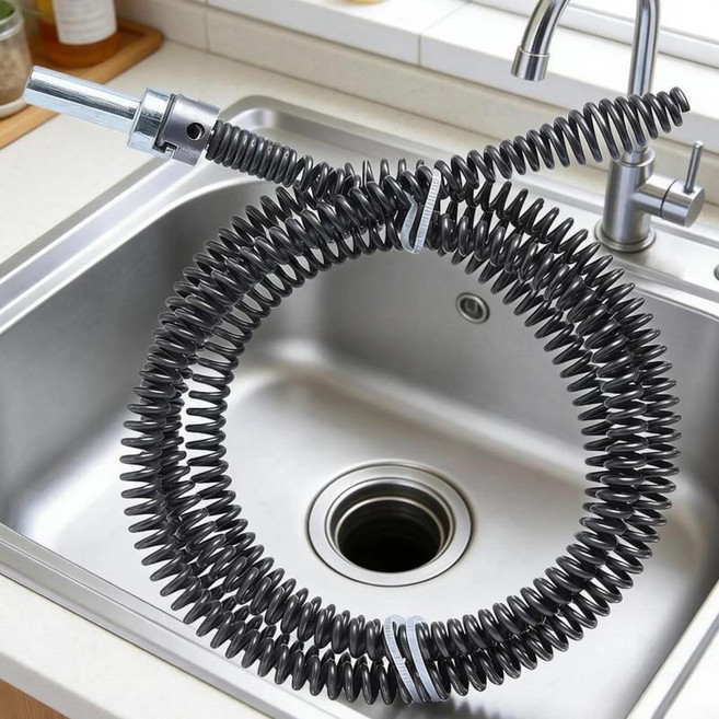싱크대 막힘 제거 도구 배관 스네이크 드릴로 작동하는 파이프 클리너 변기 스프링, 03 90cm
