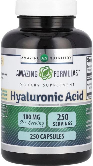 Amazing Nutrition Hyaluronic Acid 100 mg 250 Capsules, 250 Count, 1개, 250정 - 쿠팡