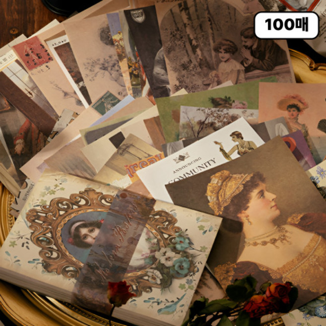 보스케 빈티지 다꾸 배경지 메모지, 1개, 100매, 벨에포크