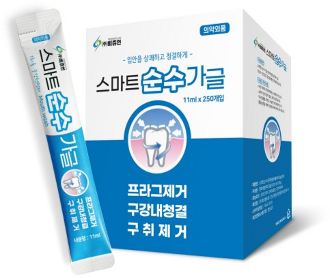 비츄인 휴대용 가글 마우스워시 구강세정제 스틱형 11ml 250개, 2.75L, 1개