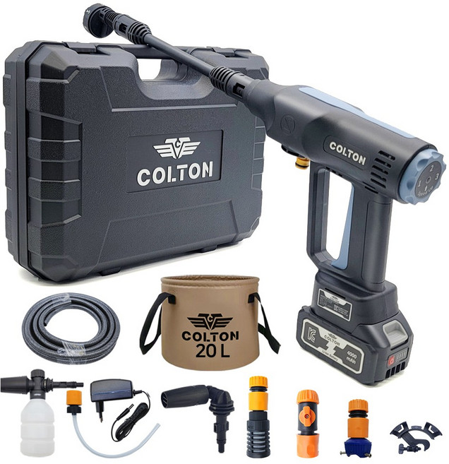 콜튼 무선 고압세척기 초강력 고압세차기 농약분무기 농약살포기 압축분무기 5000mAh, CT-40, 소프트블랙