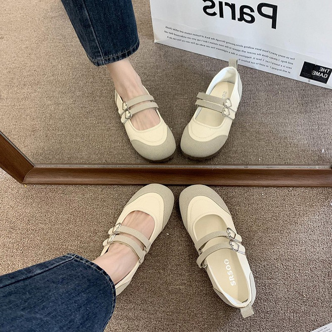 JLVJ 여성 메리제인 스니커즈 통기성 여름 발레 플랫슈즈