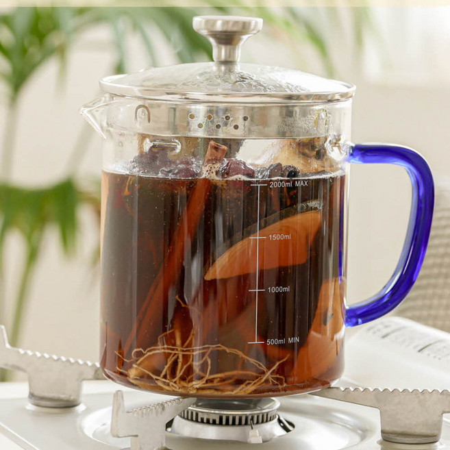 국산 유리 약탕기 더존쿡 국내최초 인덕션 가스렌지 겸용 내열 유리주전자 통유리 2.5L 국산 차탕기 부모님 선물