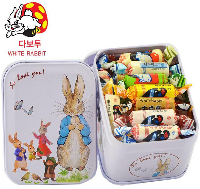 따바이투 상하이 우유사탕 혼합맛 누가 사탕 토끼 우유캔디 핸드버킷 흰 중국 우유 캔디, 혼합 114g 20개입 토끼 철제 상자