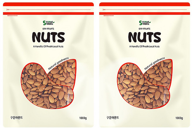 서래푸드 구운아몬드 1kgx2 25년산, 1kg, 2개