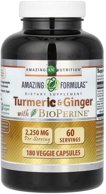 아이허브 강황 및 생강 Bioperine 함유 750mg 베지 캡슐 180정, AMN02163, 1개 - 쿠팡