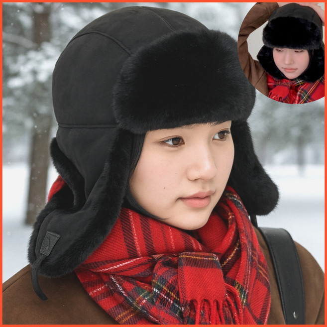 코블리 여성 군밤모자 방한 털모자 귀달이모자