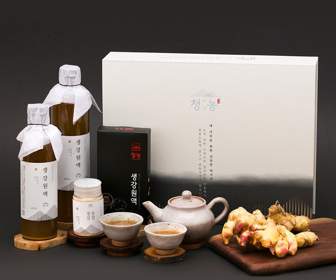 지리산 산청에서 키운 생강으로 만든 청농생강원액 선물세트(생강원액300ml 2병+생강분말 25g 2개+생강원액스틱11ml x 10포), 1개