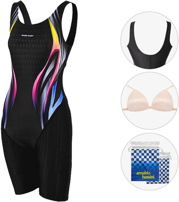 [아날도바시니 공식]여성 반신 5부 빅사이즈 아쿠아로빅 강습 국내생산 여자 실내수영복 AGSU1554