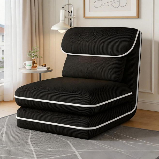 Takata 접이식 소파베드 각도조절 등받이 편안한 다기능 소파, 블랙