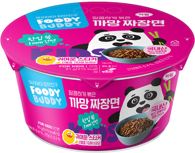푸디버디 까망짜장면 컵, 91g, 6개