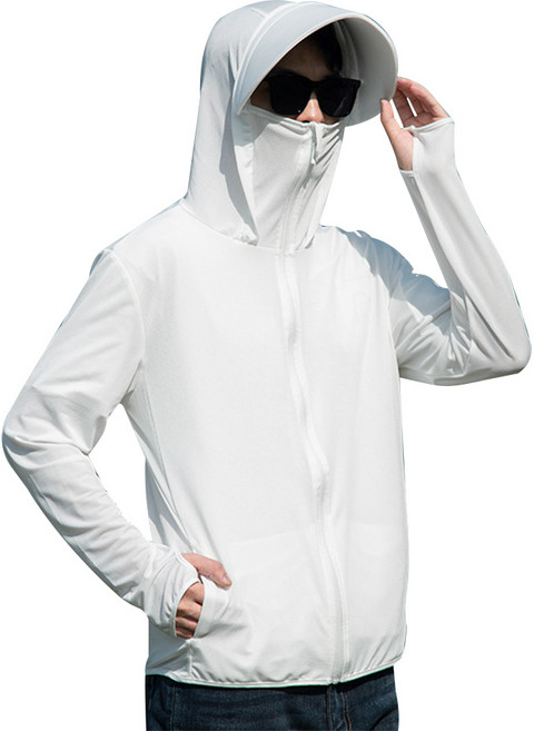 Modern Fashion 남녀공용 비치웨어 쿨링 자켓 커플룩 후드 집업 E10, XL, 남-아이보리