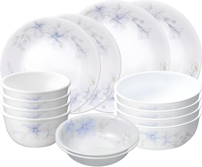 코렐 보라꽃 원형 4인 식기 세트 14p, 혼합색상, 5종, 1세트