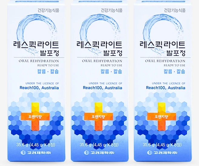 레스퀵라이트 발포정 8정/ 전해질 수분보충, 3개, 8정 - 쿠팡