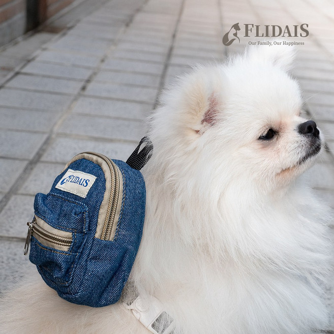 [플리다스] 클리퍼 강아지 배변봉투 가방 미니 데님 풉백, 1개, 1개입