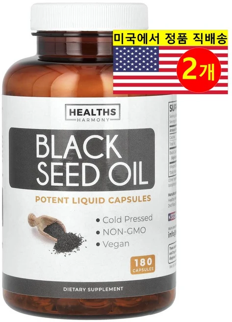 Healths Harmony 블랙 씨드 오일 추출 1000mg Black Seed Oil 180정, 2개 - 쿠팡