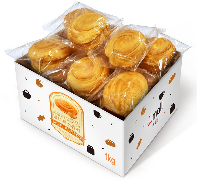 키즈웰 우유를 넣어 더욱 부드러운 9겹 밀크페스츄리, 1kg, 1박스