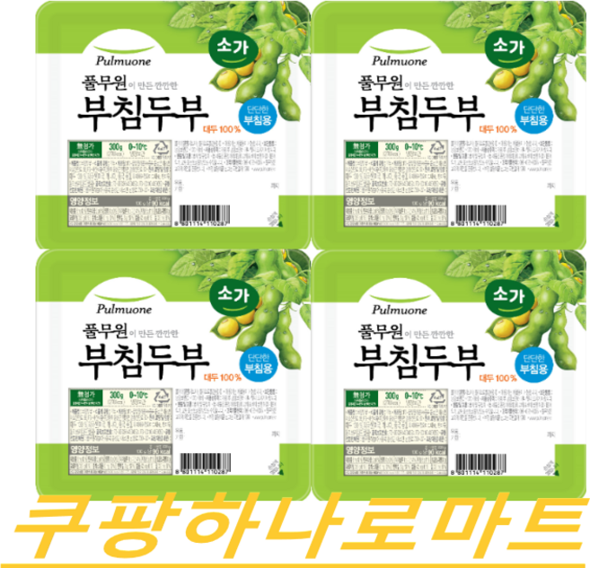 풀무원 소가 단단한 부침용 부침두부300g 멀티팩 아이스박스, 300g, 4개