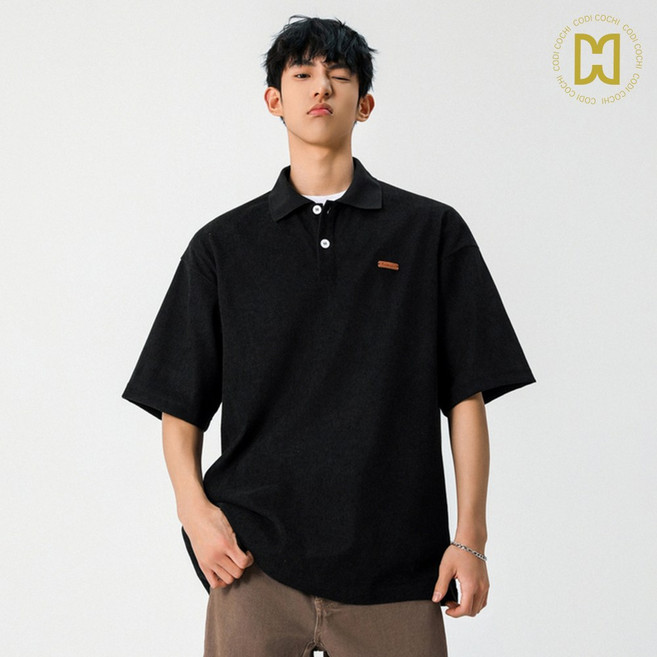 코디코치 퀴터 반팔 남자 데일리 카라 넥라인 기본 티셔츠