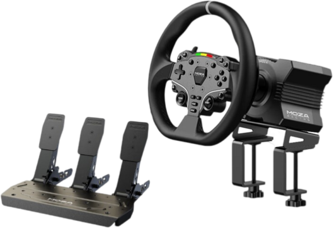 MOZA R5 스티어링 휠 + 시뮬레이터 3페달 레이싱 게임 장치, 1개