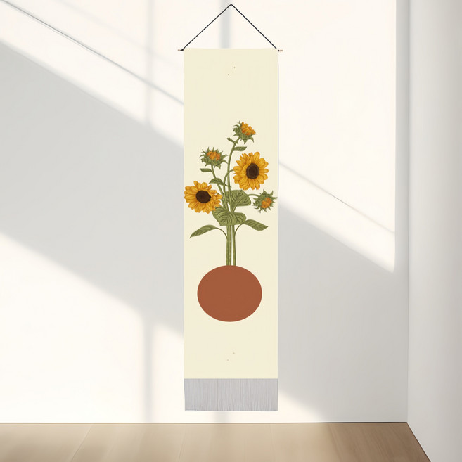 ALLBANGMALL 해바라기 패브릭 포스터 세로형 사무실 침실 거실 현관 인테리어 벽걸이 장식품, 옵션03