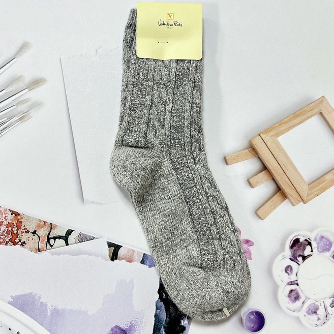 韓國羊毛襪 純色麻花雪花保暖襪