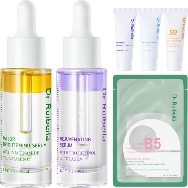 Dr Ruibeila早C晚A精華套裝 含維生素C亮白精華和A醇抗衰老精華 日夜呵護 打造年輕透亮肌膚, 1件, 30ml