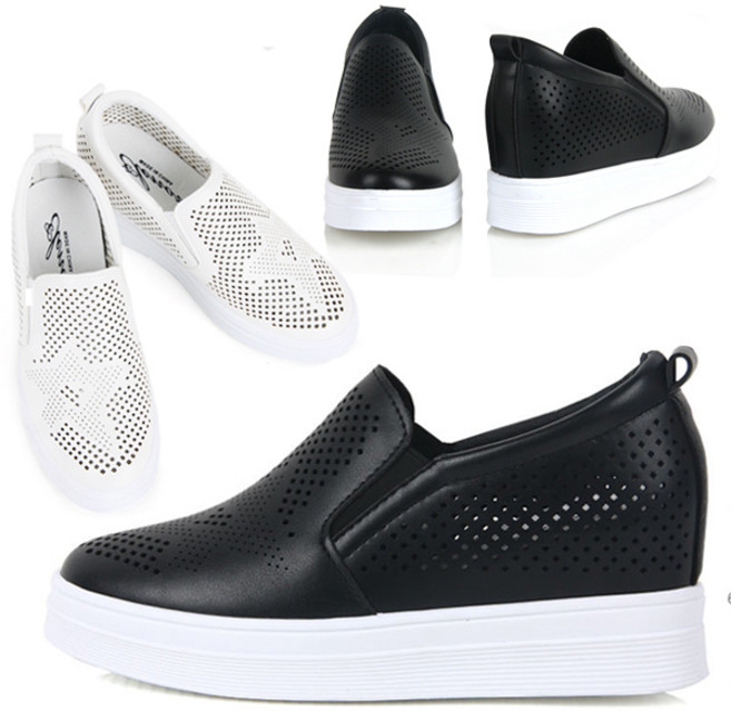 노바 발편한 여성 펀칭 6cm 키높이 스니커즈 슬립온 쿠션 운동화