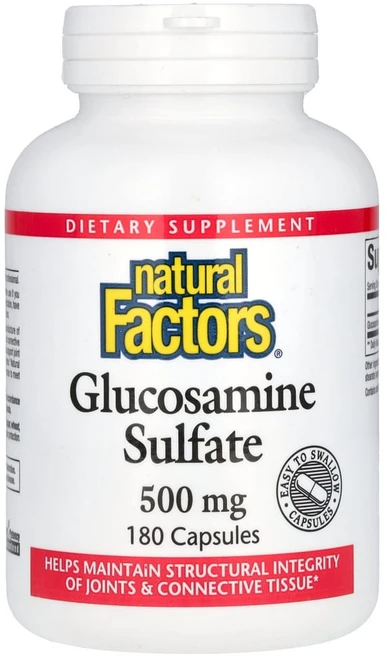 내추럴팩터스 글루코사민 500mg 180 캡슐 설페이트 젤라틴 글루텐프리, 180 개, 180정, 1개 - 쿠팡