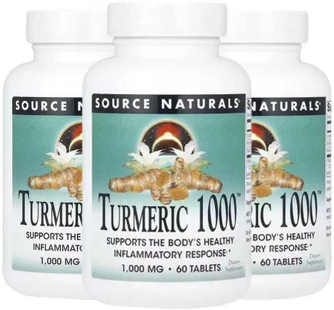소스 내추럴스 터메릭 1000 1 000mg, 3개, 60정 - 쿠팡