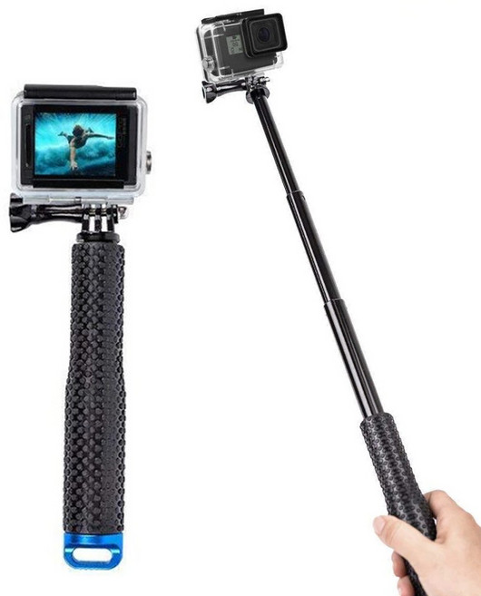 수중 촬영 스쿠버 해수 잠수 물 액션캠 셀카봉 모노포드 고프로 호환, 블랙