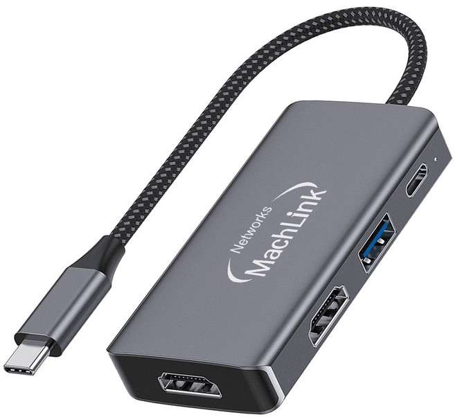 USB-C 듀얼 HDMI 4K 변환 어댑터 PD충전 USB포트 멀티허브 ML-HUP100, 1개