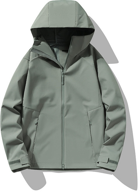 防風防水連帽沖鋒衣 春季軟殼外套 薄絨保暖透氣登山服