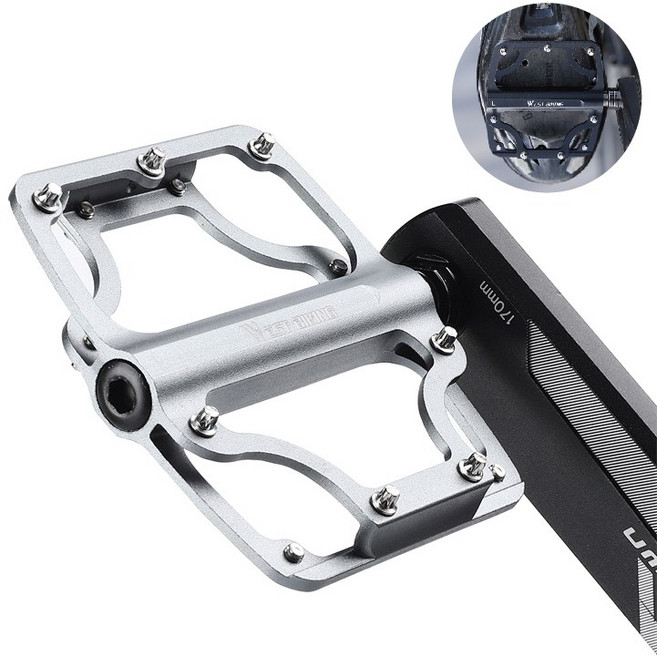 시그니처베이지 자전거 3베어링 페달 평페달 YPZ081, 실버, 1개