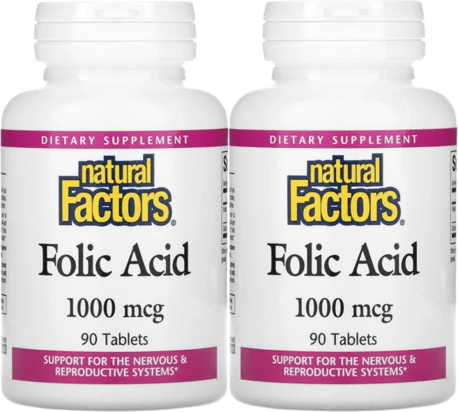 1+1 네추럴팩터스 엽산 1000mcg 90정, 2개 - 쿠팡